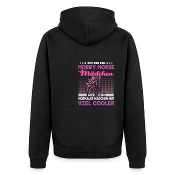 Hobby Horse Hobby Horsing Steckenpferd - Unisex Premium Bio Zip Hoodie - Schwarz - Hinten - Nico (187cm)