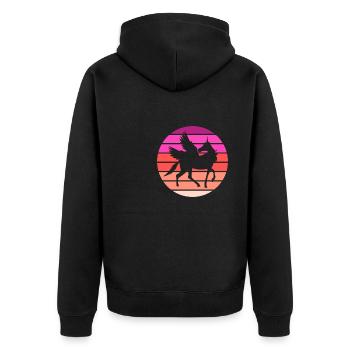Pegasus - Unisex Premium Bio Zip Hoodie - Schwarz - Hinten - Nico (187cm)