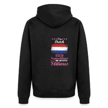 Niederländerin Geschenk lustiger Spruch Holland - Unisex Premium Bio Zip Hoodie - Schwarz - Hinten - Nico (187cm)