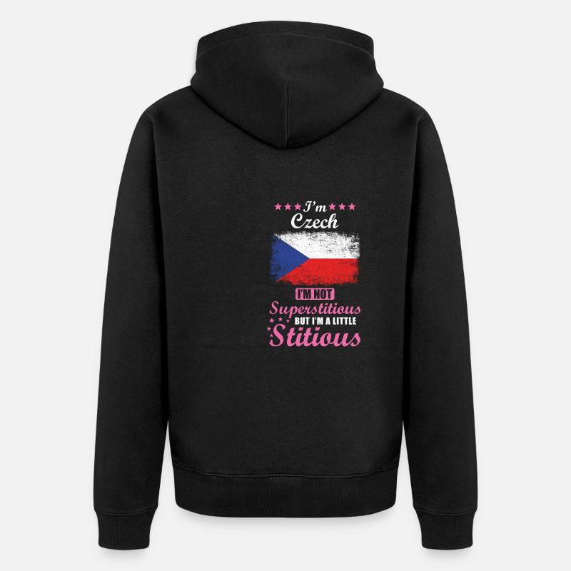 Tchèque Mme Superstitious Stitious - Veste à capuche bio Premium Unisexe - noir