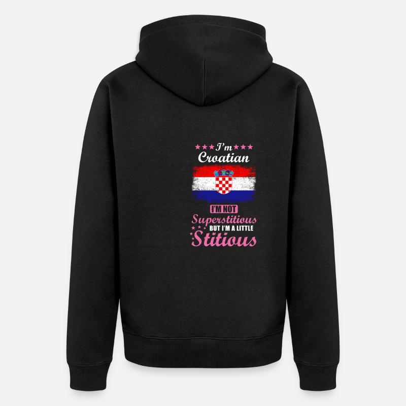 Femme croate Superstitieuse Stitious - Veste à capuche bio Premium Unisexe - noir
