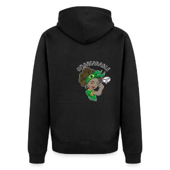 Brazilian Girl Unbreakable I Brazilian Heritage - Unisex Premium Bio Zip Hoodie - Schwarz - Hinten - Nico (187cm)