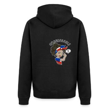 Chile Girl Unbreakable I Chile Heritage I Chile - Unisex Premium Bio Zip Hoodie - Schwarz - Hinten - Nico (187cm)