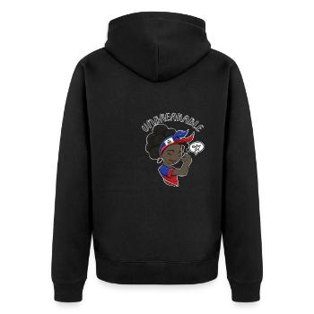 Haitian Girl Unbreakable I Haitian Heritage I - Unisex Premium Organic Zip Hoodie - black - Back - Nico (187cm)