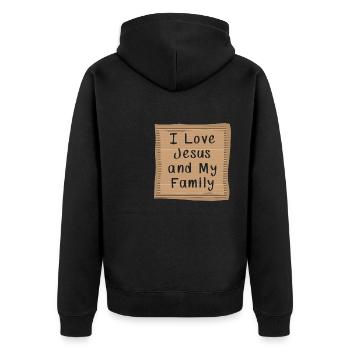 J’aime Jésus et ma famille - Veste à capuche bio Premium Unisexe - noir - Dos - Nico (187cm)