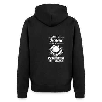 Golf - Unisex Premium Bio Zip Hoodie - Schwarz - Hinten - Nico (187cm)