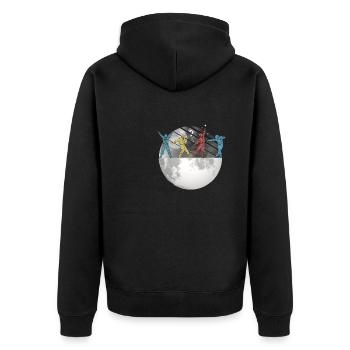 Astronaut Space Moon Space Retro - Unisex Premium Organic Zip Hoodie - black - Back - Nico (187cm)