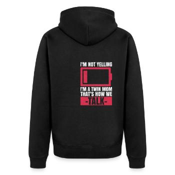 Mom of 2 Design für eine Mutter von Zwillingen - Unisex Premium Bio Zip Hoodie - Schwarz - Hinten - Nico (187cm)