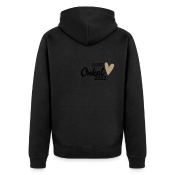 Onkel 2022 - Onkel werden - Unisex Premium Bio Zip Hoodie - Schwarz - Hinten - Nico (187cm)