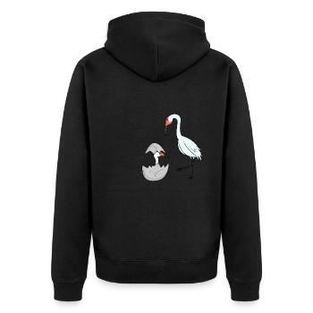 Crane with baby crane - Unisex Premium Organic Zip Hoodie - black - Back - Nico (187cm)