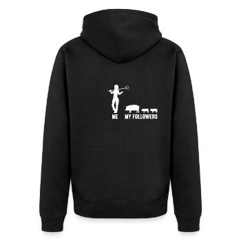 Me and my followers farmer pig pigs - Unisex Premium Organic Zip Hoodie - black - Back - Nico (187cm)