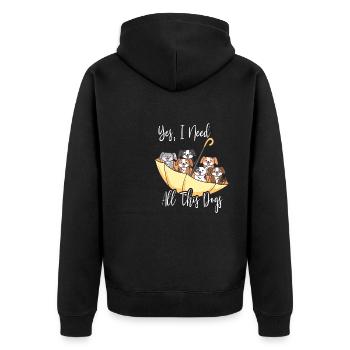Lustiger umgedrehter Regenschirm gefüllt mit Hunden - Anim - Unisex Premium Bio Zip Hoodie - Schwarz - Hinten - Nico (187cm)