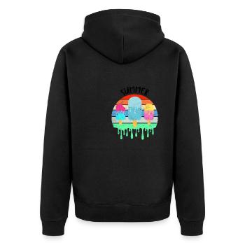 Crème glacée fondante Vacances d’été chaudes Rétro Vintag - Veste à capuche bio Premium Unisexe - noir - Dos - Nico (187cm)