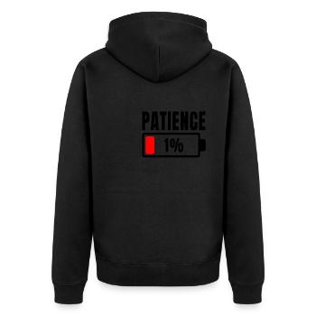 Patience à 1% Phrase drôle et idée ironique hors de - Veste à capuche bio Premium Unisexe - noir - Dos - Nico (187cm)