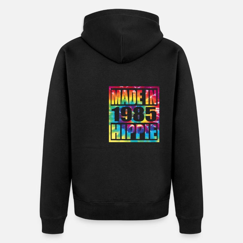 Anniversaire hippie 1985 - Veste à capuche bio Premium Unisexe - noir