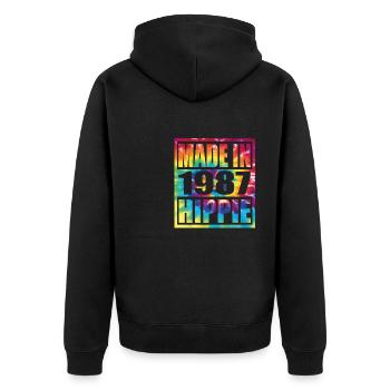 Hippie Birthday 1987 - Unisex Premium Organic Zip Hoodie - black - Back - Nico (187cm)