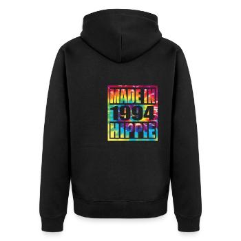 Hippie Birthday 1994 - Unisex Premium Bio Zip Hoodie - Schwarz - Hinten - Nico (187cm)