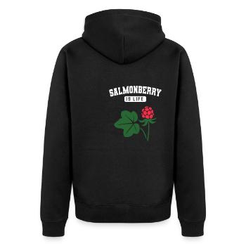 salmonberry is life - Unisex Premium Bio Zip Hoodie - Schwarz - Hinten - Nico (187cm)