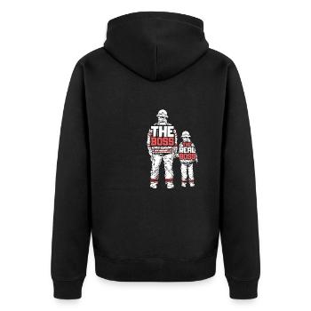 Fire brigade father son partner look - Unisex Premium Organic Zip Hoodie - black - Back - Nico (187cm)