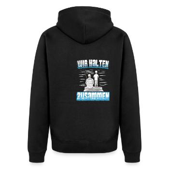 Angeln Vater Sohn Partnerlook - Unisex Premium Bio Zip Hoodie - Schwarz - Hinten - Nico (187cm)