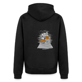 Angeln Vater Sohn Partnerlook - Unisex Premium Bio Zip Hoodie - Schwarz - Hinten - Nico (187cm)