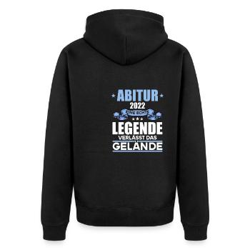 Abitur Gymnasium Damen und Herren Abi 2022 - Unisex Premium Bio Zip Hoodie - Schwarz - Hinten - Nico (187cm)