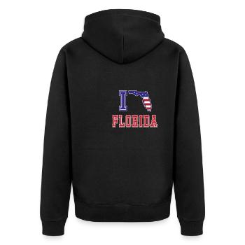Florida USA I love Albama - Unisex Premium Bio Zip Hoodie - Schwarz - Hinten - Nico (187cm)