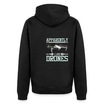 Apparently I like Drones - Unisex Premium Organic Zip Hoodie - black - Back - Nico (187cm)