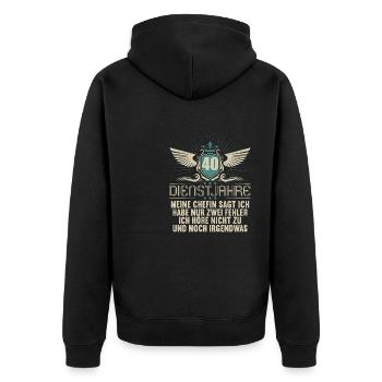 40 Jahre im Dienst 40 Jähriges Dienstjubiläum - Unisex Premium Bio Zip Hoodie - Schwarz - Hinten - Nico (187cm)