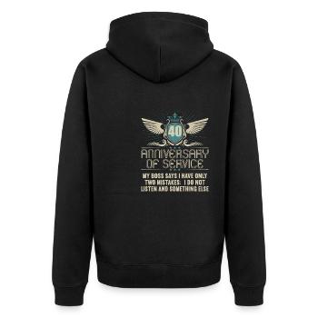 40 Jahre im Dienst 40 Jähriges Dienstjubiläum - Unisex Premium Bio Zip Hoodie - Schwarz - Hinten - Nico (187cm)