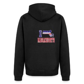 Massachusetts USA I love Albama - Unisex Premium Bio Zip Hoodie - Schwarz - Hinten - Nico (187cm)