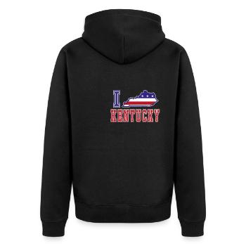 Kentucky USA I love Albama - Unisex Premium Bio Zip Hoodie - Schwarz - Hinten - Nico (187cm)