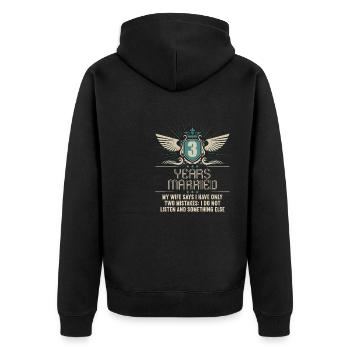 3 years married only 2 mistakes 3.Wedding anniversary - Unisex Premium Organic Zip Hoodie - black - Back - Nico (187cm)