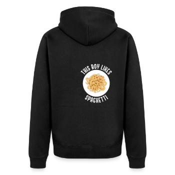 Spaghetti lustiges Zitat Nudeln und Pasta essen - Unisex Premium Bio Zip Hoodie - Schwarz - Hinten - Nico (187cm)