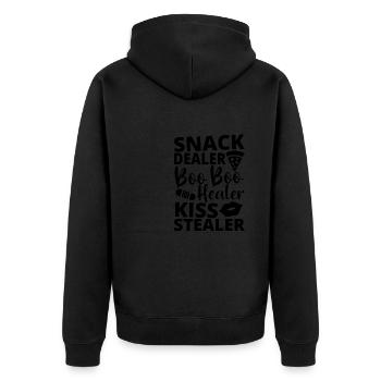 Mama Mother Kisses Thief - Unisex Premium Organic Zip Hoodie - black - Back - Nico (187cm)
