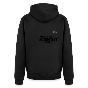 Mein Wissenschaftler Shirt - Unisex Premium Bio Zip Hoodie - Schwarz - Hinten - Nico (187cm)