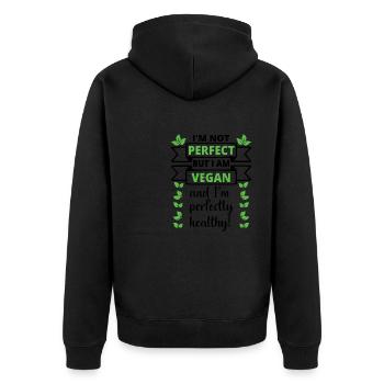 Veganer Vegan Gesundheit - Unisex Premium Bio Zip Hoodie - Schwarz - Hinten - Nico (187cm)