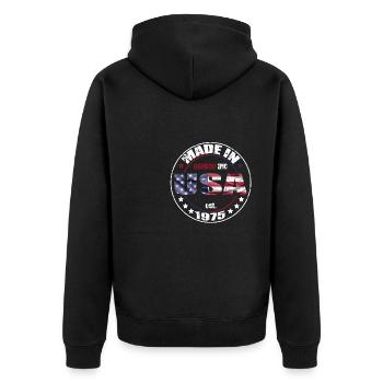 Geburtstag Spruch geboren USA 1975 - Unisex Premium Bio Zip Hoodie - Schwarz - Hinten - Nico (187cm)