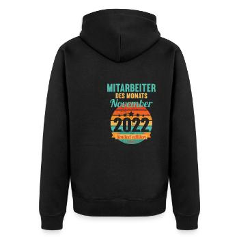 Mitarbeiter des Monats November 2022 - Unisex Premium Bio Zip Hoodie - Schwarz - Hinten - Nico (187cm)