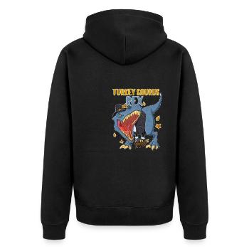 Turkey Saurus Rex I TRex Pilgrim Hat I Dinosaur - Unisex Premium Organic Zip Hoodie - black - Back - Nico (187cm)