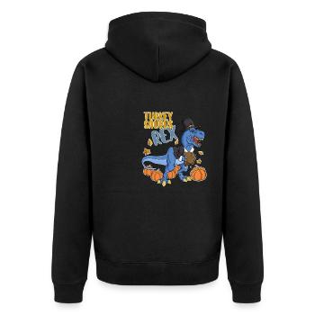Turkey Saurus Rex I TRex Pilgrim Hat I Dinosaur - Unisex Premium Organic Zip Hoodie - black - Back - Nico (187cm)