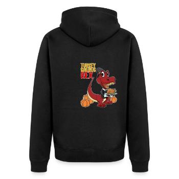 Turkey Saurus Rex I TRex Pilgrim Hat I Dinosaur - Unisex Premium Organic Zip Hoodie - black - Back - Nico (187cm)
