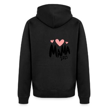 Mama 2023 loading - Werdende Mutter 2023 - Unisex Premium Bio Zip Hoodie - Schwarz - Hinten - Nico (187cm)