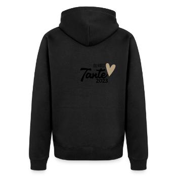 Tante 2023 - Werdende Tante - Tante werden - Unisex Premium Bio Zip Hoodie - Schwarz - Hinten - Nico (187cm)