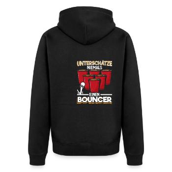 Bierpong Bier Pong Beerpong Beer Pong Trinkspiel - Unisex Premium Bio Zip Hoodie - Schwarz - Hinten - Nico (187cm)