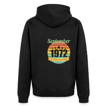 Né en septembre 1972 50 ans 50s 50e anniversaire - Veste à capuche bio Premium Unisexe - noir - Dos - Nico (187cm)