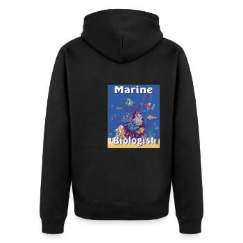 MARINE BIOLOGIST - Unisex Premium Bio Zip Hoodie - Schwarz - Hinten - Nico (187cm)