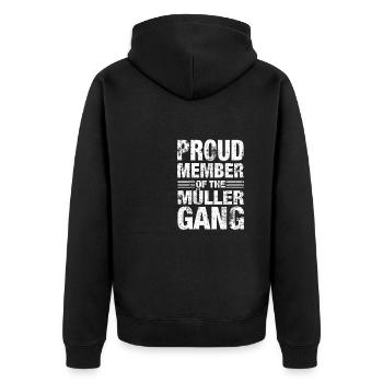 Müller Stolz Team Family Gift - Unisex Premium Organic Zip Hoodie - black - Back - Nico (187cm)