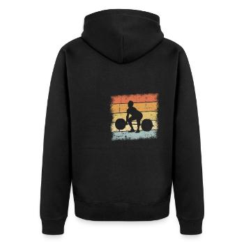 Gewichtheber Geschenk - Unisex Premium Bio Zip Hoodie - Schwarz - Hinten - Nico (187cm)