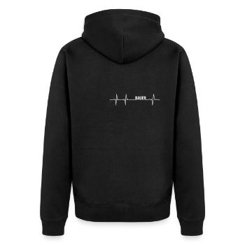 Bauer Herzschlag Familie Nachname Geschenk - Unisex Premium Bio Zip Hoodie - Schwarz - Hinten - Nico (187cm)